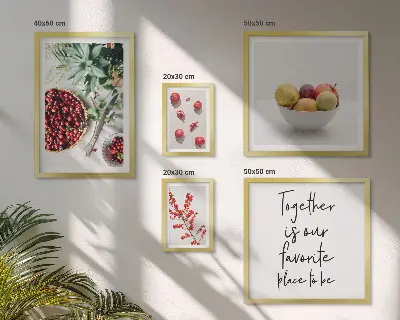 Composizioni di frutta e piante polittico con cornice