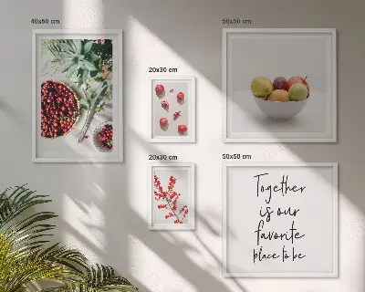 Composizioni di frutta e piante polittico con cornice