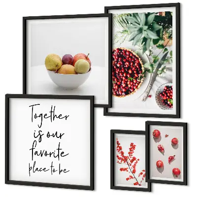 Composizioni di frutta e piante polittico con cornice