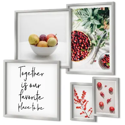 Composizioni di frutta e piante polittico con cornice
