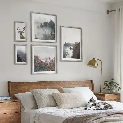 Set di 5 quadri con paesaggi faunistici
