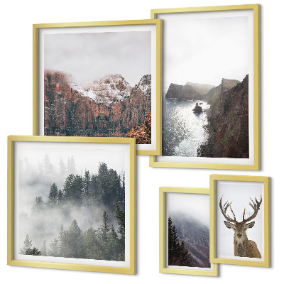 Set di 5 quadri Paesaggi faunistici