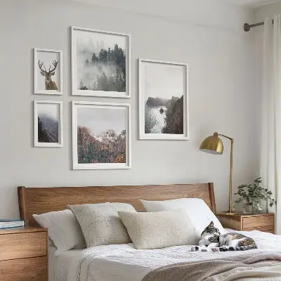 Set di 5 quadri con paesaggi faunistici