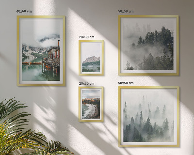 Set di 5 quadri Paesaggi montani, casette, acqua