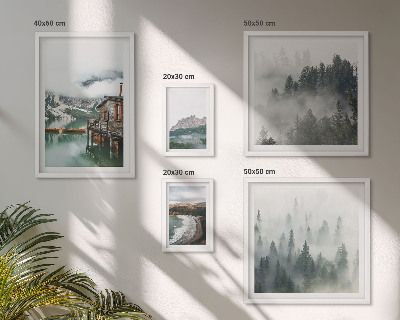 Set di 5 quadri Paesaggi montani, casette, acqua
