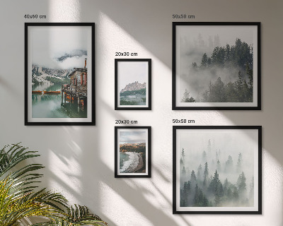 Set di 5 quadri Paesaggi montani, casette, acqua