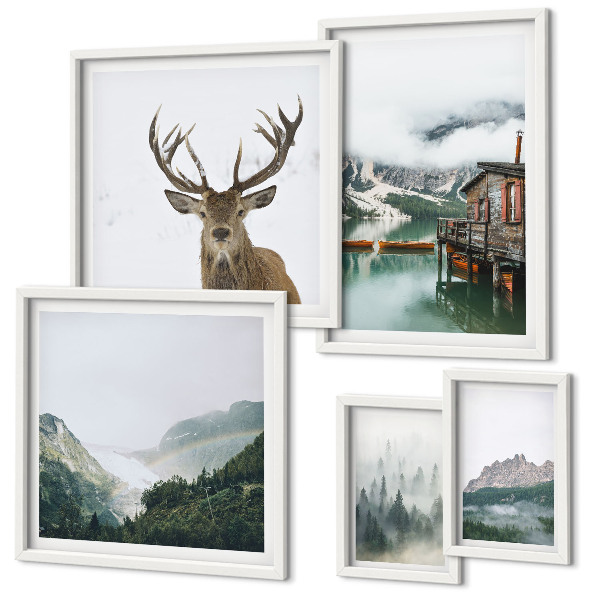 Set di 5 quadri Paesaggi naturali di montagna