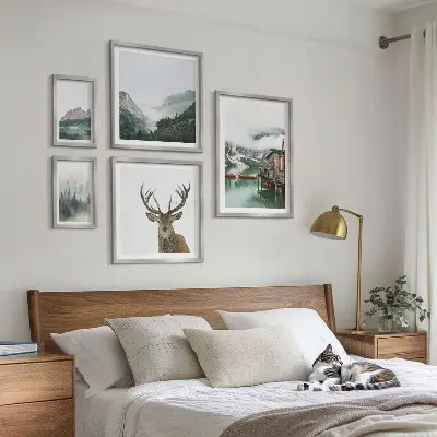 Set di 5 quadri con paesaggi naturali di montagna