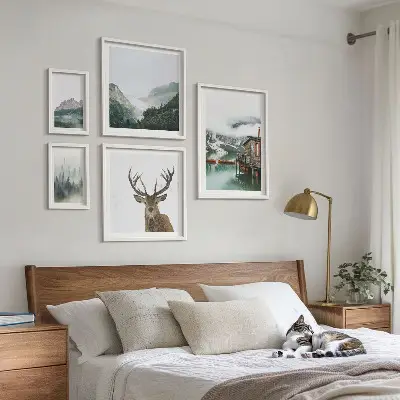 Set di 5 quadri con paesaggi naturali di montagna