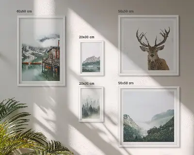 Set di 5 quadri con paesaggi naturali di montagna