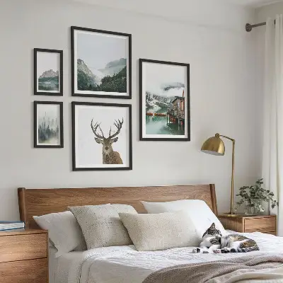 Set di 5 quadri con paesaggi naturali di montagna
