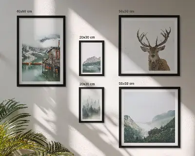 Set di 5 quadri con paesaggi naturali di montagna