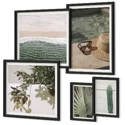 Set di quadri incorniciati motivo piante estive e relax acquatico