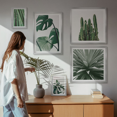 Set di 5 quadri Piante tropicali verdi da interno