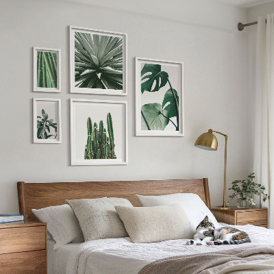 Set di 5 quadri Piante tropicali verdi da interno