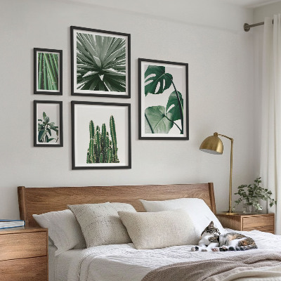 Set di 5 quadri Piante tropicali verdi da interno
