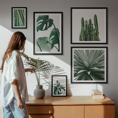 Set di 5 quadri Piante tropicali verdi da interno