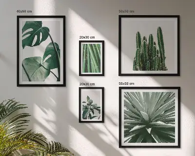 Set di 5 quadri con piante tropicali verdi da interno