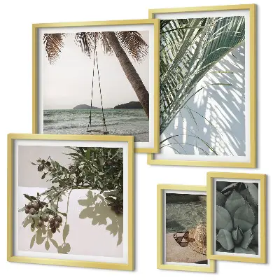 Set di quadri incorniciati con piante tropicali rilassanti