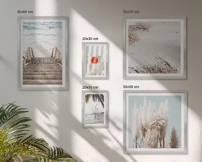 Vista sulla spiaggia e natura polittico con cornice