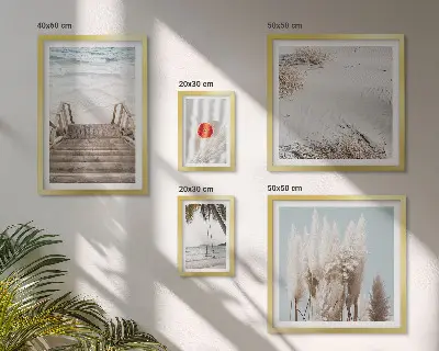 Vista sulla spiaggia e natura polittico con cornice