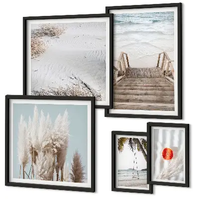 Vista sulla spiaggia e natura polittico con cornice