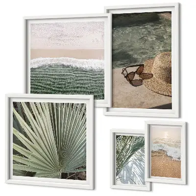 Set di quadri incorniciati con eleganti motivi acquatici per le vacanze