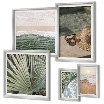 Set di quadri incorniciati con eleganti motivi acquatici per le vacanze