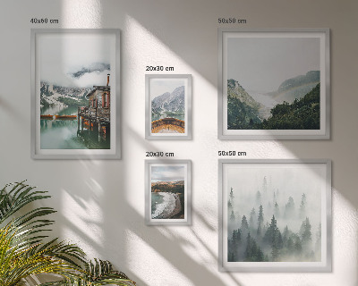 Polittico con cornice Paesaggi montani, case, acqua
