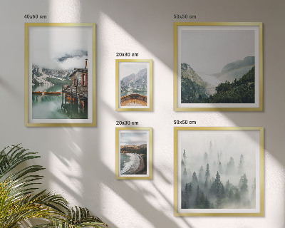 Polittico con cornice Paesaggi montani, case, acqua