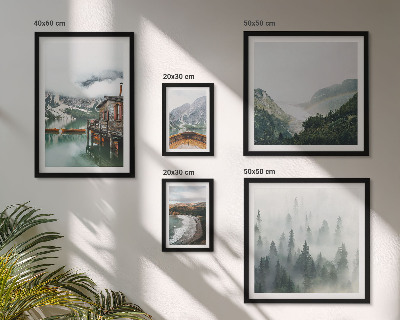 Polittico con cornice Paesaggi montani, case, acqua