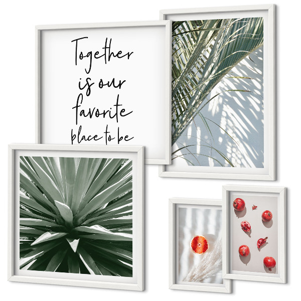 Set di 5 quadri Stile bohémien, piante, frutta, tropici