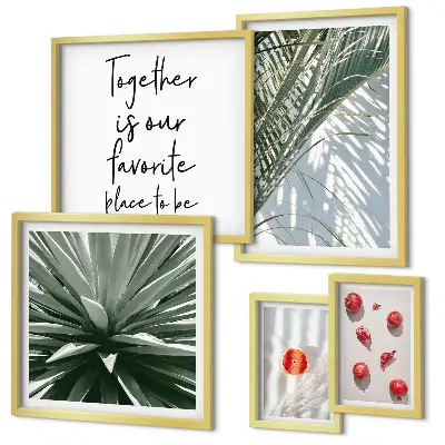 Set di 5 quadri con stampa in stile bohémien raffigurante piante e frutti tropicali