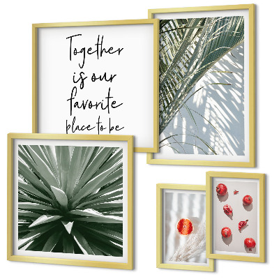 Set di 5 quadri Stile bohémien, piante, frutta, tropici