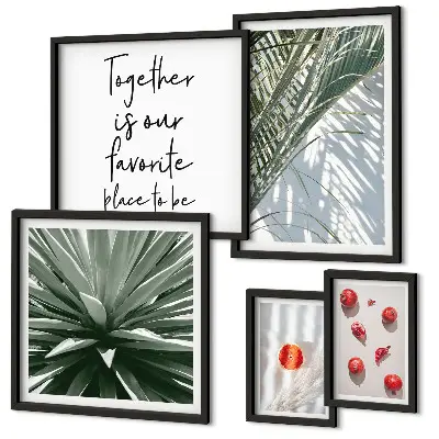 Set di 5 quadri con stampa in stile bohémien raffigurante piante e frutti tropicali