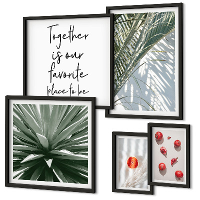 Set di 5 quadri Stile bohémien, piante, frutta, tropici