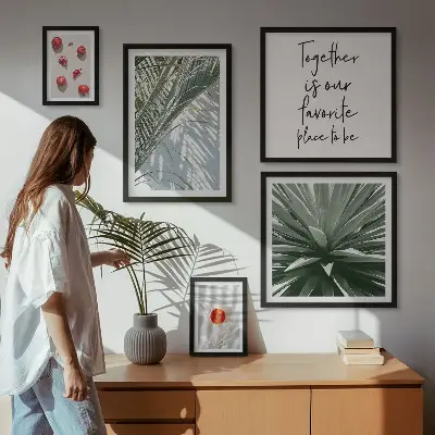 Set di 5 quadri con stampa in stile bohémien raffigurante piante e frutti tropicali