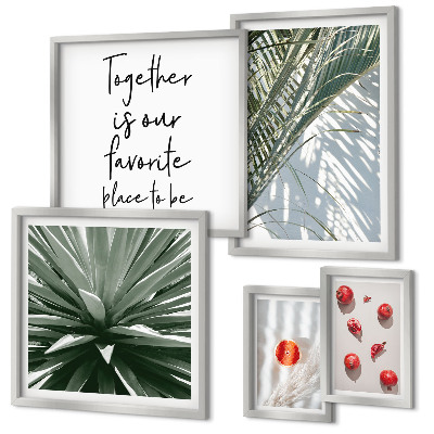 Set di 5 quadri Stile bohémien, piante, frutta, tropici