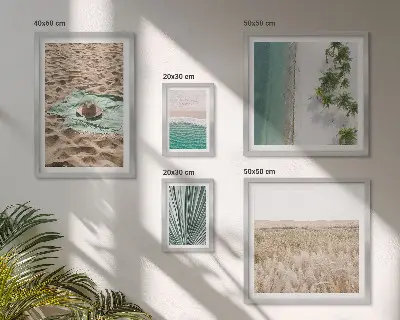 Vista su una spiaggia tropicale quadro polittico con cornice