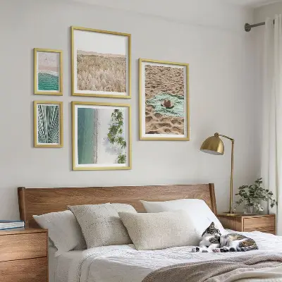 Vista su una spiaggia tropicale quadro polittico con cornice