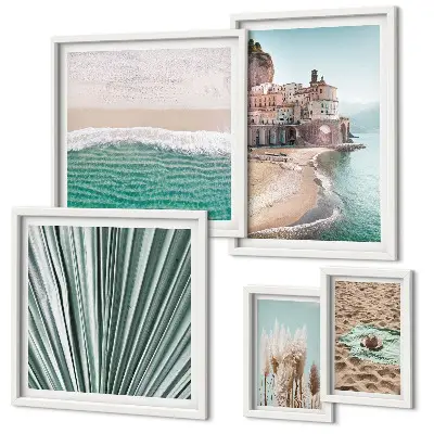 Set di 5 quadri con eleganti viste sul mare