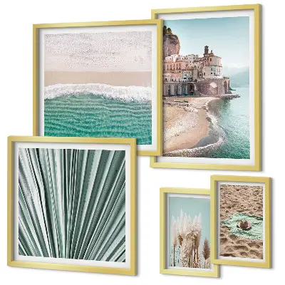 Set di 5 quadri con eleganti viste sul mare