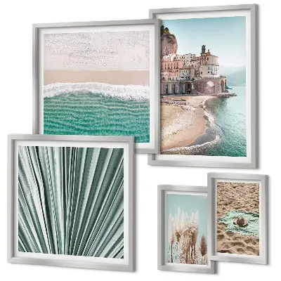 Set di 5 quadri con eleganti viste sul mare