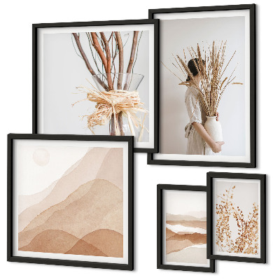 Set di quadri incorniciati Eleganti giardini in stile boho con piante