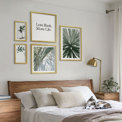 Set di 5 quadri Decorazioni moderne con foglie verdi