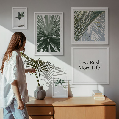 Set di 5 quadri Decorazioni moderne con foglie verdi