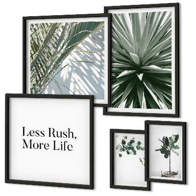 Set di 5 quadri Decorazioni moderne con foglie verdi