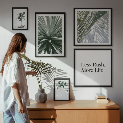 Set di 5 quadri Decorazioni moderne con foglie verdi
