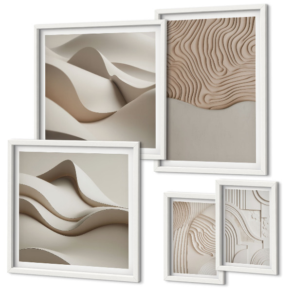 Set di 5 quadri Motivi astratti beige