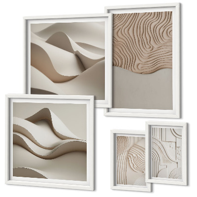 Set di 5 quadri Motivi astratti beige